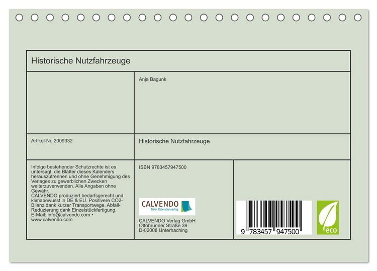 Produktbild: Historische Nutzfahrzeuge (Tischkalender 2026 DIN A5 quer), CALVENDO Monatskalender