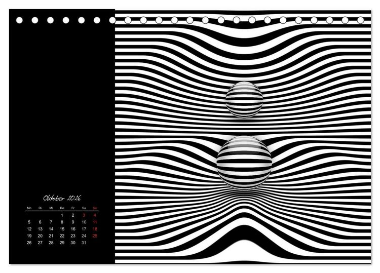 Produktbild: Optische Kunst im Quadrat (Tischkalender 2026 DIN A5 quer), CALVENDO Monatskalender