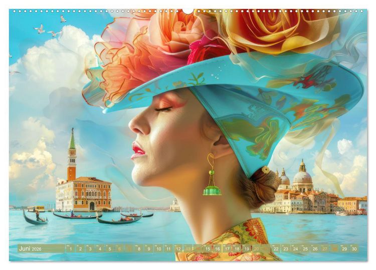 Produktbild: Wundervoll surreale venezianische Szenerien (hochwertiger Premium Wandkalender 2026 DIN A2 quer), Kunstdruck in Hochglanz