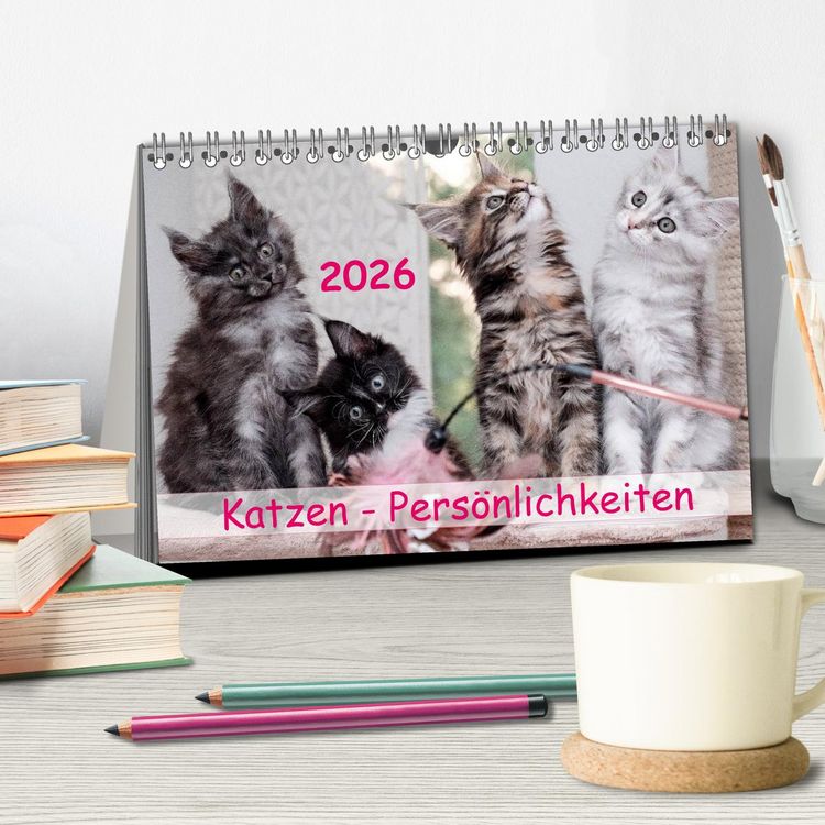 Produktbild: Katzen Pers&ouml;nlichkeiten 2026 (Tischkalender 2026 DIN A5 quer), CALVENDO Monatskalender