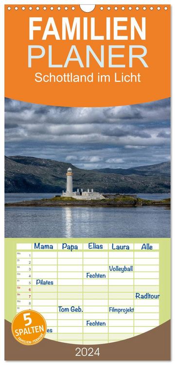 Produktbild: Familienplaner 2026 - Schottland im Licht mit 5 Spalten (Wandkalender, 21 x 45 cm) CALVENDO