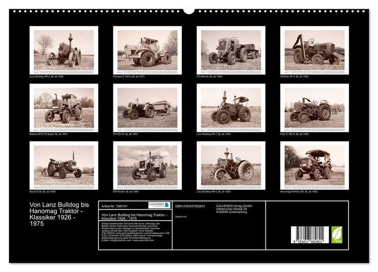 Produktbild: Von Lanz Bulldog bis Hanomag Traktor - Klassiker 1926 - 1975 (hochwertiger Premium Wandkalender 2026 DIN A2 quer), Kunstdruck in Hochglanz