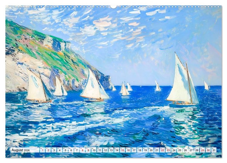 Produktbild: Ein Tag am Meer - Durch die Augen der Impressionisten (hochwertiger Premium Wandkalender 2026 DIN A2 quer), Kunstdruck in Hochglanz