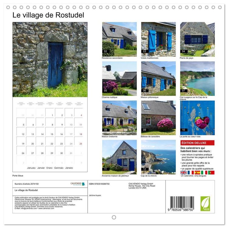 Produktbild: Le village de Rostudel (Calendrier mural carr&eacute; 2026 30x30 cm) Calendrier double avec une page pour vos prises de notes