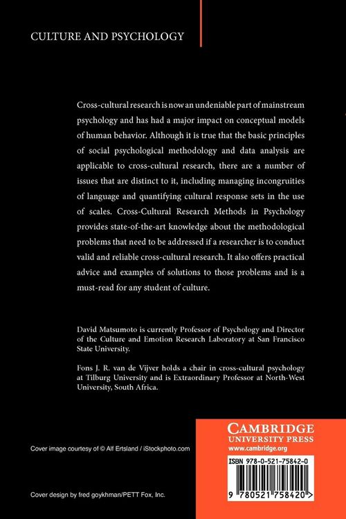 Produktbild: Cross-Cultural Research Methods in Psychology