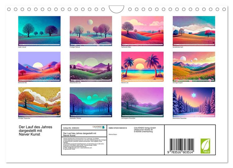 Produktbild: Der Lauf des Jahres dargestellt mit Naiver Kunst (Wandkalender 2026 DIN A4 quer), CALVENDO Monatskalender