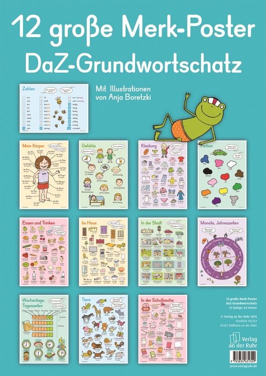 Produktbild: 12 gro&szlig;e Merk-Poster DaZ-Grundwortschatz