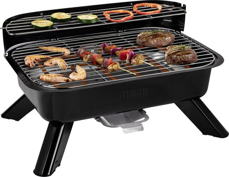 Produktbild: Princess 01.112252.01.001 Elektro, Holzkohle Grill mit Windschutz, mit Standfu&szlig;, mit manueller Temperatureinstellung Schwarz