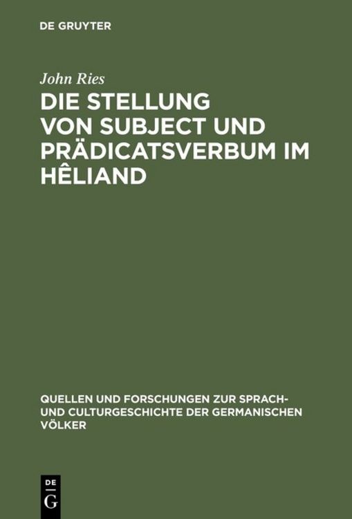 Produktbild: Die Stellung von Subject und Pr&auml;dicatsverbum im H&ecirc;liand