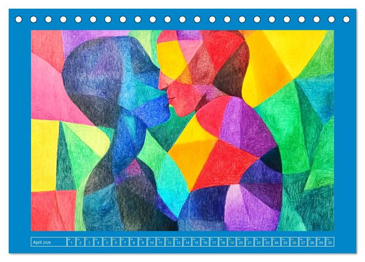 Produktbild: Liebe und Gl&uuml;ck. Abstrakte Kunst im &Ouml;lbilder-Stil (Tischkalender 2026 DIN A5 quer), CALVENDO Monatskalender