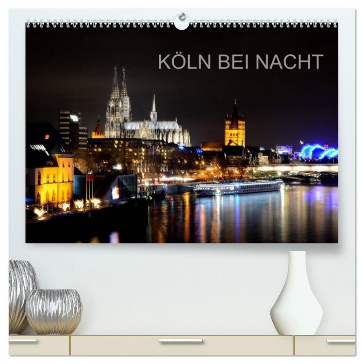 Produktbild: K&Ouml;LN BEI NACHT (hochwertiger Premium Wandkalender 2026 DIN A2 quer), Kunstdruck in Hochglanz