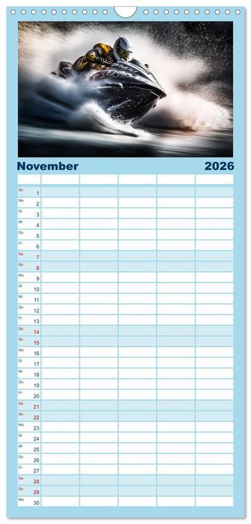 Produktbild: Familienplaner 2026 - Jetski Power mit 5 Spalten (Wandkalender, 21 x 45 cm) CALVENDO