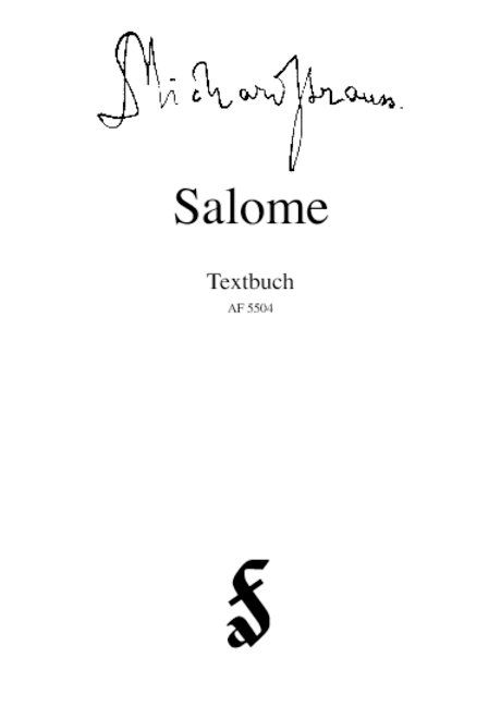 Produktbild: Salome. Libretto