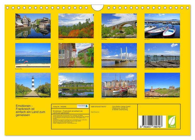 Produktbild: Emotionen - Frankreich ist einfach ein Land zum geniessen (Wandkalender 2026 DIN A4 quer), CALVENDO Monatskalender