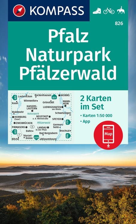 Bild vom Artikel KOMPASS Wanderkarten-Set 826 Pfalz, Naturpark Pfälzerwald (2 Karten) 1:50.000 vom Autor 