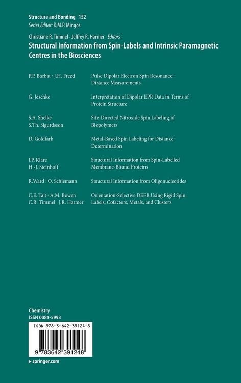 Produktbild: Structural Information from Spin-Labels and Intrinsic Paramagnetic Centres in the Biosciences