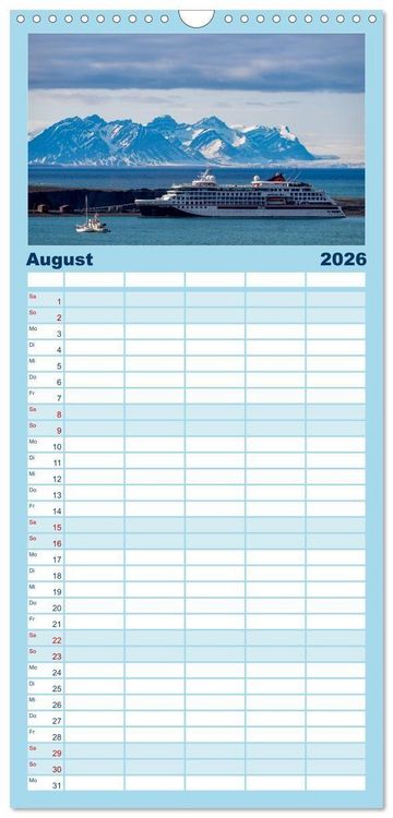 Produktbild: Familienplaner 2026 - Spitzbergen im Sommer mit 5 Spalten (Wandkalender, 21 x 45 cm) CALVENDO