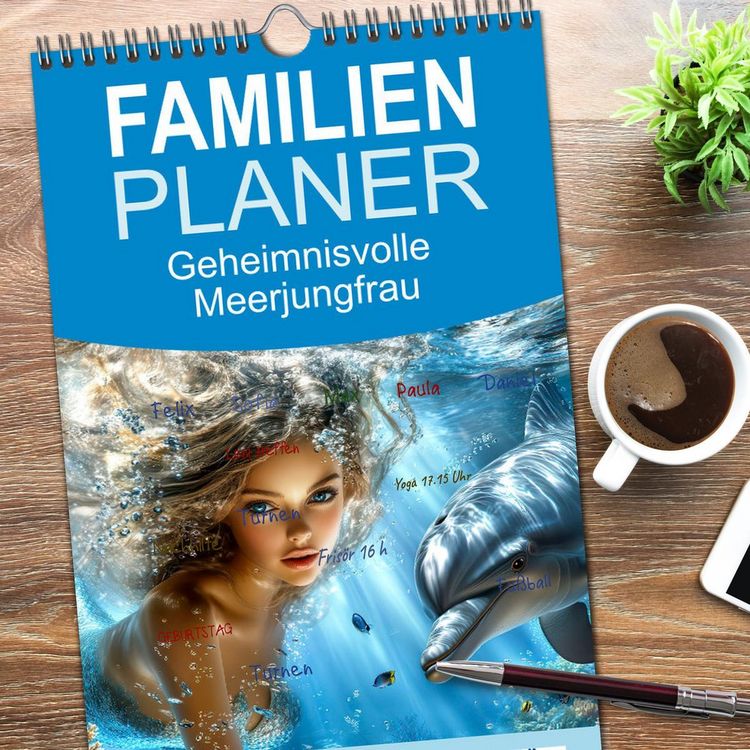 Produktbild: Familienplaner 2026 - Geheimnisvolle Meerjungfrau mit 5 Spalten (Wandkalender, 21 x 45 cm) CALVENDO