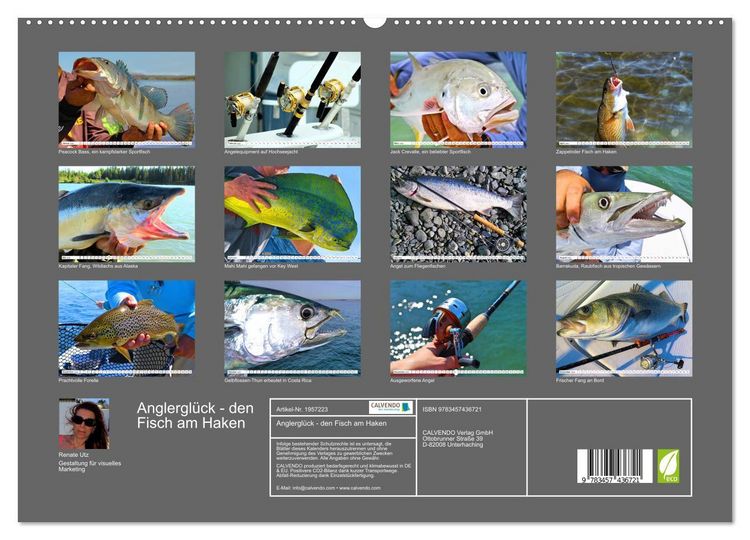 Produktbild: Anglergl&uuml;ck - den Fisch am Haken (Wandkalender 2026 DIN A2 quer), CALVENDO Monatskalender