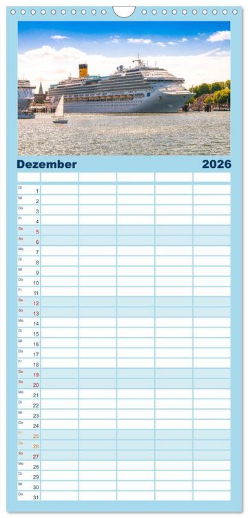 Produktbild: Familienplaner 2026 - Kreuzfahrtschiffe mit 5 Spalten (Wandkalender, 21 x 45 cm) CALVENDO