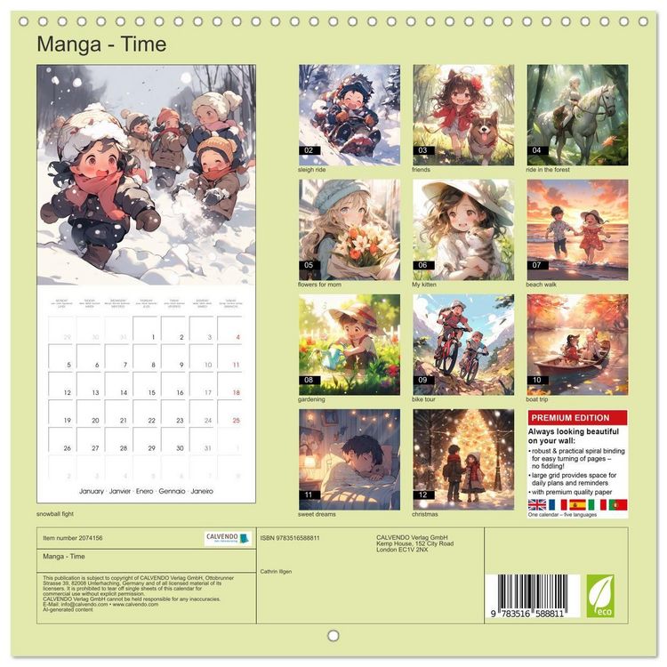 Produktbild: Manga - Time (Wall Calendar 2026 12 &times; 12 Inch) CALVENDO 12 Month Wall Calendar