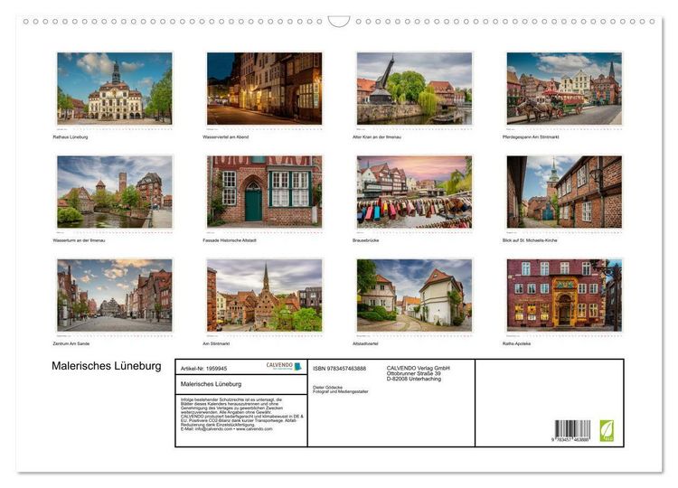 Produktbild: Malerisches L&uuml;neburg (Wandkalender 2026 DIN A2 quer), CALVENDO Monatskalender