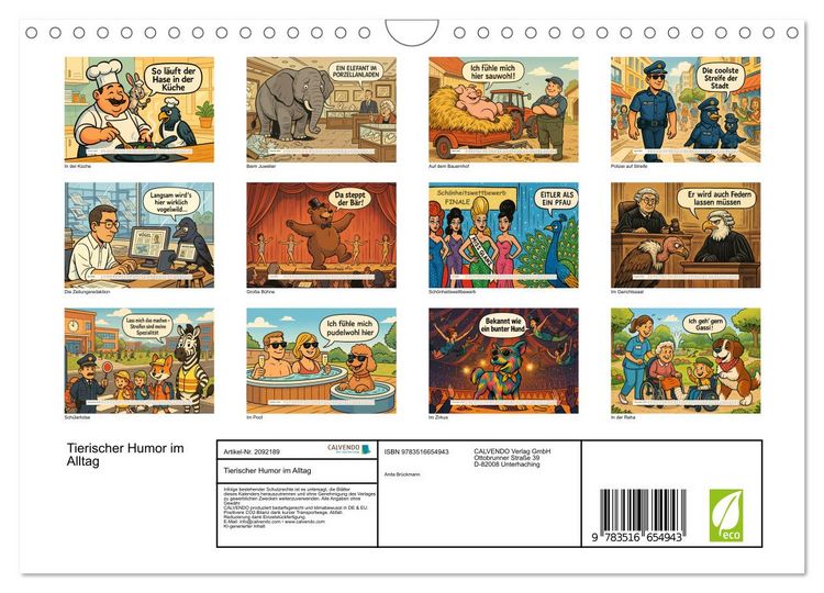 Produktbild: Tierischer Humor im Alltag (Wandkalender 2026 DIN A4 quer), CALVENDO Monatskalender