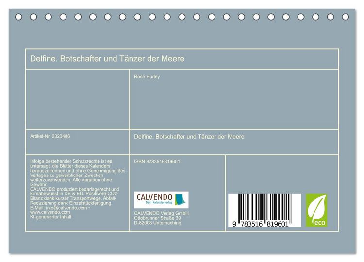 Produktbild: Delfine. Botschafter und T&auml;nzer der Meere (Tischkalender 2027 DIN A5 quer), CALVENDO Monatskalender
