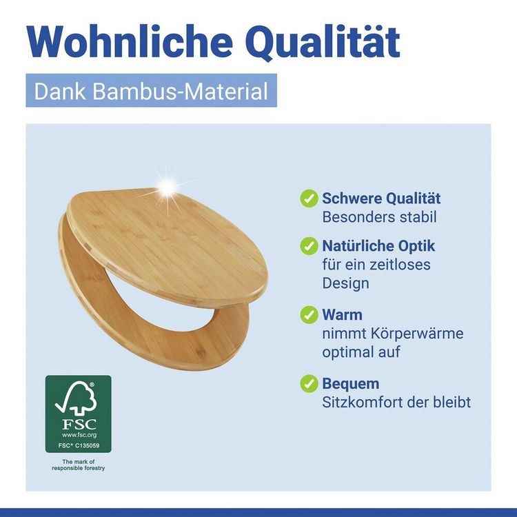 Produktbild: WC Sitz Mod. Bambus, Toilettensitz aus Bambus