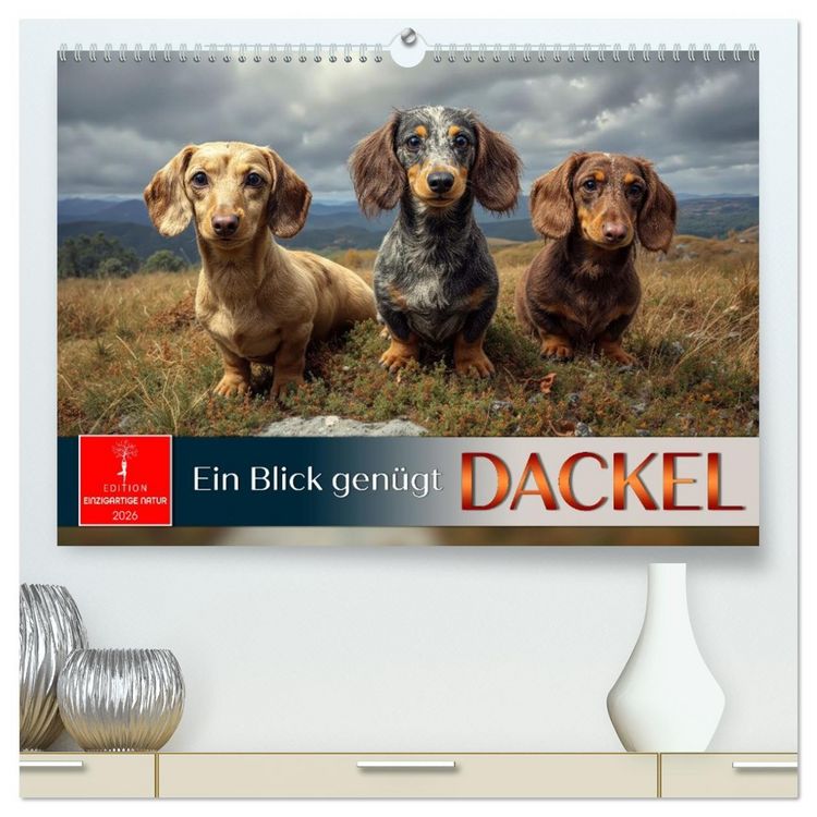 Produktbild: Dackel - ein Blick gen&uuml;gt (hochwertiger Premium Wandkalender 2026 DIN A2 quer), Kunstdruck in Hochglanz