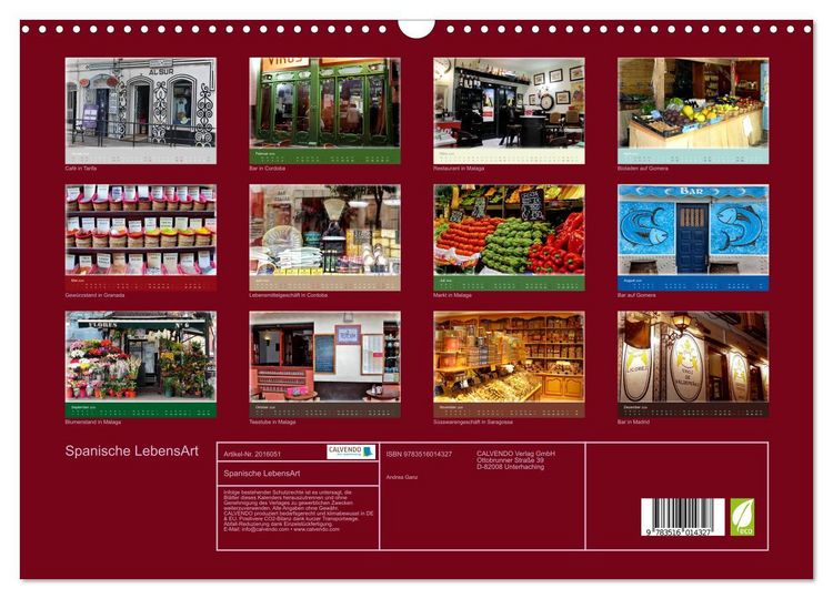 Produktbild: Spanische LebensArt (Wandkalender 2026 DIN A3 quer), CALVENDO Monatskalender