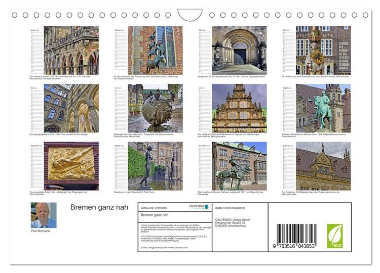 Produktbild: Bremen ganz nah (Wandkalender 2026 DIN A4 quer), CALVENDO Monatskalender