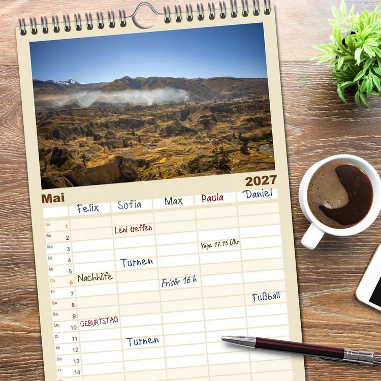 Produktbild: Familienplaner 2027 - Peru - Traumreise durch das Land der Inka mit 5 Spalten (Wandkalender, 21 x 45 cm) CALVENDO