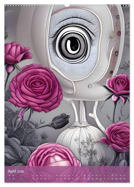 Produktbild: Rosige Aussichten - Diese Blumen beobachten dich auf Schritt und Tritt (hochwertiger Premium Wandkalender 2026 DIN A2 hoch), Kunstdruck in Hochglanz