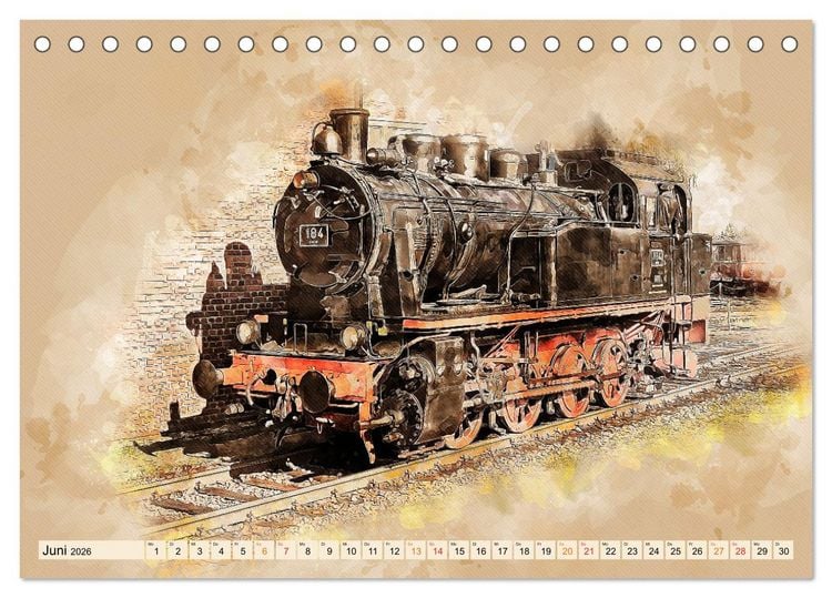 Produktbild: Dampflokomotiven - wundersch&ouml;ne Giganten auf Schienen (Tischkalender 2026 DIN A5 quer), CALVENDO Monatskalender