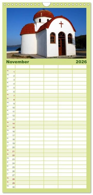 Produktbild: Familienplaner 2026 - Griechische Inseln mit 5 Spalten (Wandkalender, 21 x 45 cm) CALVENDO