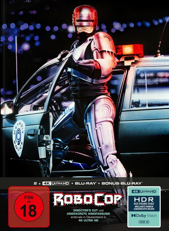 Produktbild: RoboCop - 4-Disc Limited Collector's Edition im Mediabook (Director's Cut + ungek&uuml;rzte Kinofassung) (2&nbsp;x UHD-Blu-ray + Blu-ray + Bonus-Blu-ray)