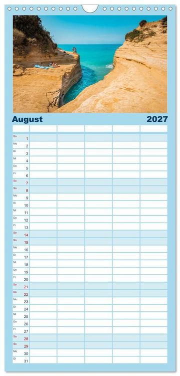 Produktbild: Familienplaner 2027 - Korfu - Gr&uuml;ne Insel im Ionischen Meer mit 5 Spalten (Wandkalender, 21 x 45 cm) CALVENDO