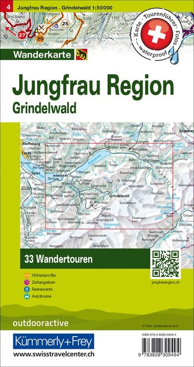 Produktbild: K&uuml;mmerly+Frey Wandertourenkarte 4 Jungfrau Region, Grindelwald 1:50.000