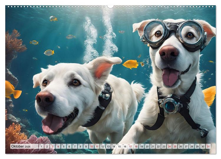 Produktbild: Hunde abgetaucht (Wandkalender 2026 DIN A2 quer), CALVENDO Monatskalender
