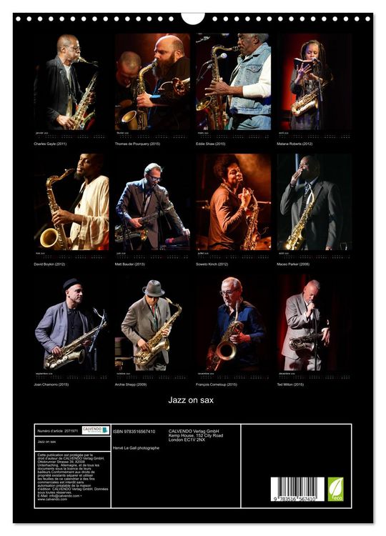 Produktbild: Jazz on sax (Calendrier mural 2026 DIN A3 horizontal), CALVENDO calendrier mensuel