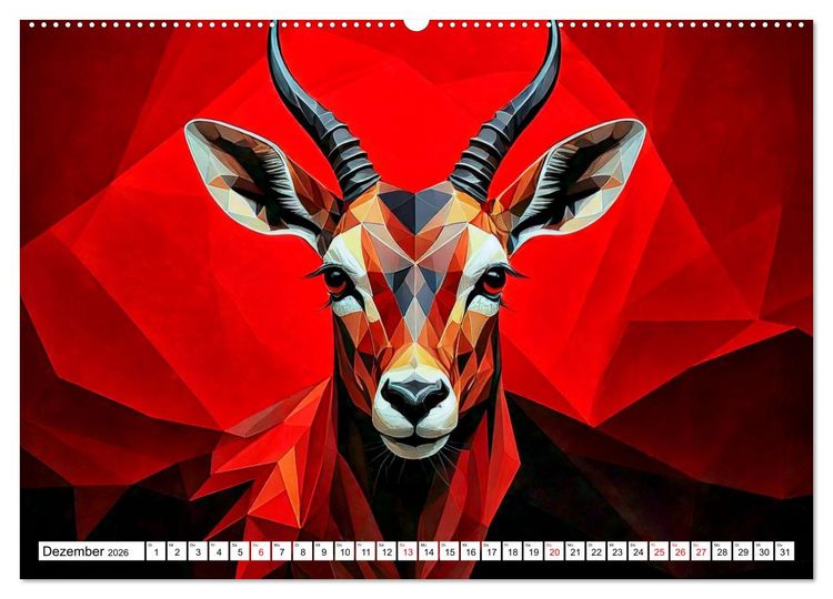 Produktbild: Low Poly Wildlife (Wandkalender 2026 DIN A2 quer), CALVENDO Monatskalender