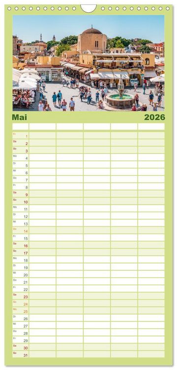 Produktbild: Familienplaner 2026 - Rhodos - Die Highlights der Insel mit 5 Spalten (Wandkalender, 21 x 45 cm) CALVENDO