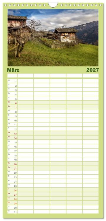Produktbild: Familienplaner 2027 - Bergbauernh&ouml;fe im Ultental mit 5 Spalten (Wandkalender, 21 x 45 cm) CALVENDO