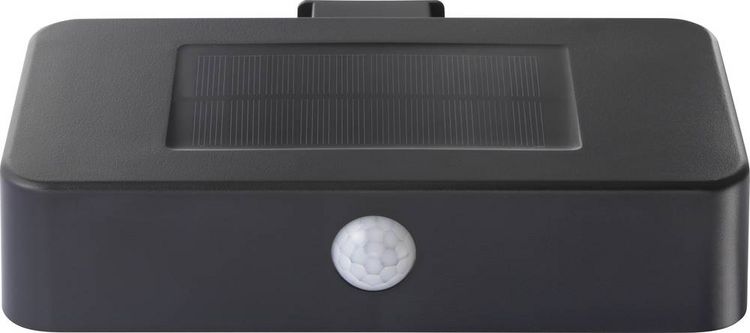 Produktbild: Sygonix SY-4677502 Solar-Au&szlig;enwandleuchte mit Bewegungsmelder SMD LED 1W Schwarz