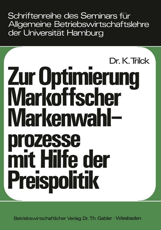 Produktbild: Zur Optimierung Markoffscher Markenwahlprozesse mit Hilfe der Preispolitik