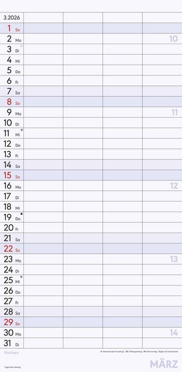 Produktbild: Superplaner M 2026 4 Spalten - Familien-Timer 22x45 cm - Offset-Papier - mit Ferienterminen - Wand-Planer - Familienkalender - Alpha Edition