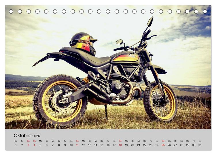 Produktbild: Scrambler Motorr&auml;der mit Stil (Tischkalender 2026 DIN A5 quer), CALVENDO Monatskalender
