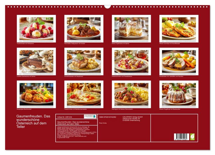 Produktbild: Gaumenfreuden. Das wundersch&ouml;ne &Ouml;sterreich auf dem Teller (Wandkalender 2026 DIN A2 quer), CALVENDO Monatskalender