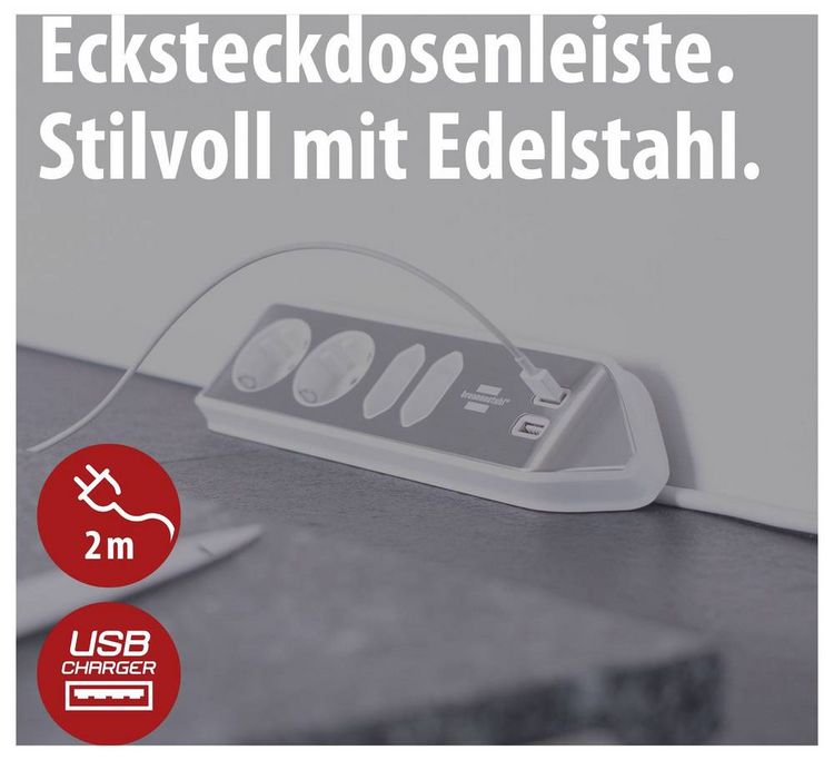 Produktbild: Brennenstuhl 1153590420 Tischsteckdose 1 St&uuml;ck Silber, Wei&szlig; Schutzkontakt 1St.